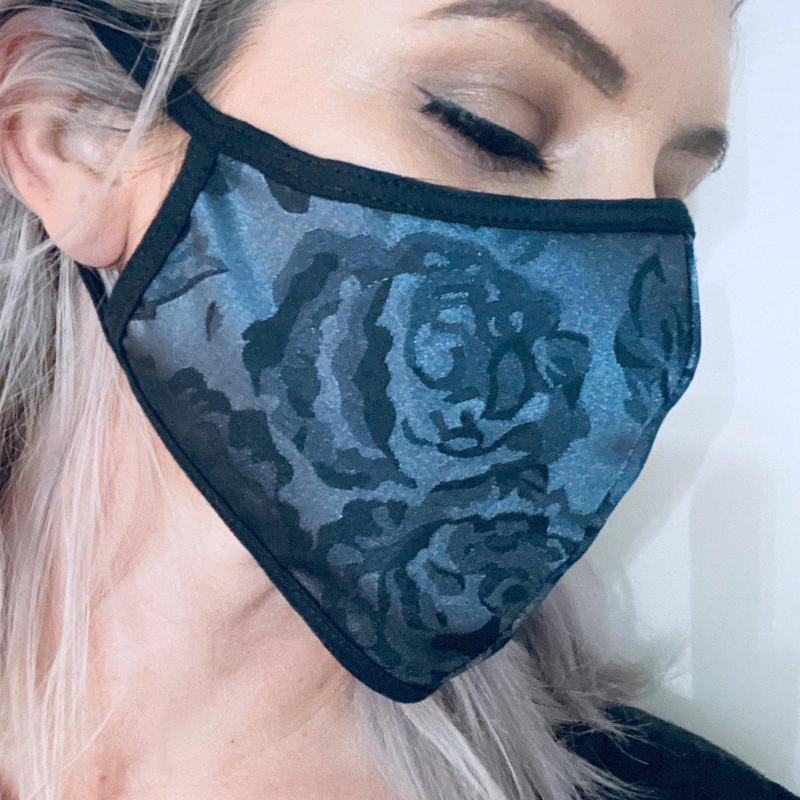 Gray & Black Gothic Rose Face Mask-Face Masks-ESPI LANE