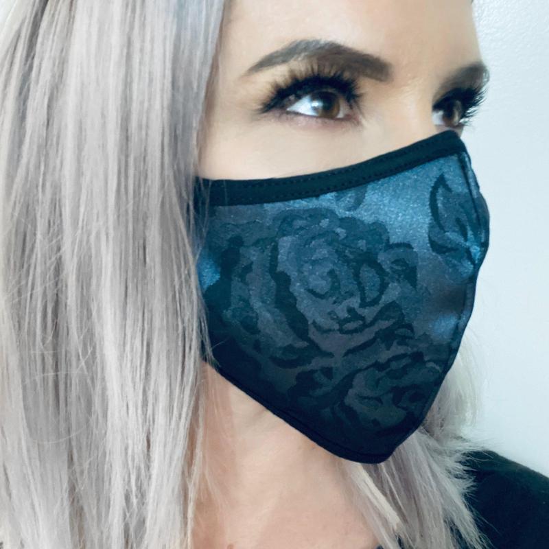 Gray & Black Gothic Rose Face Mask-Face Masks-ESPI LANE