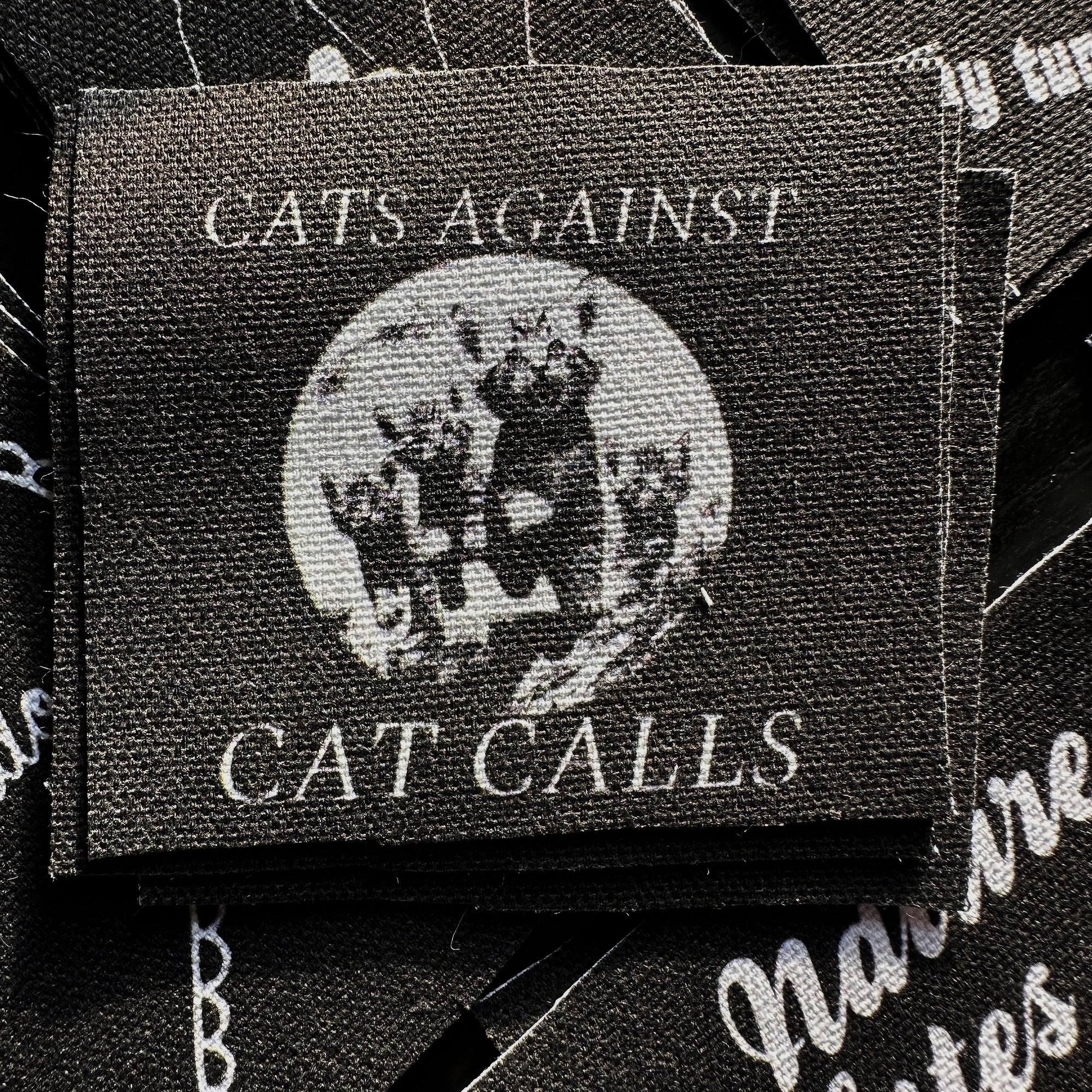 Cat Calls Sewn On Patch | Punk Feminist Accessories DIY Handmade Horror Fabric Patches | Cats Against Cat Calls | 3x3"
