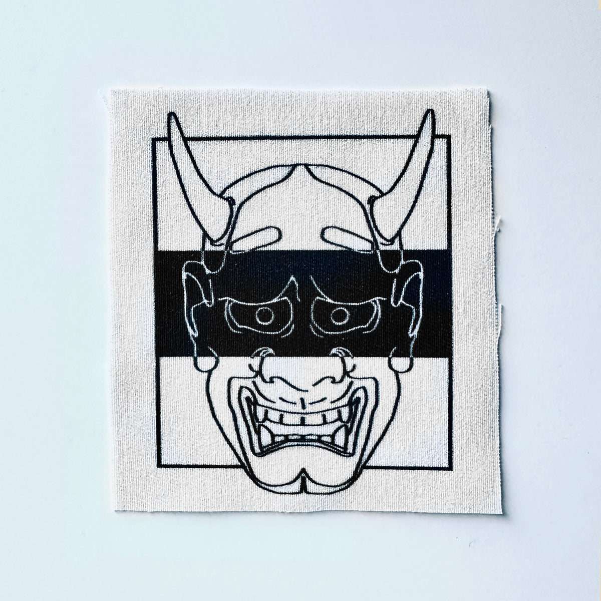 Japanese Noh Mask Sew-On Fabric Patch