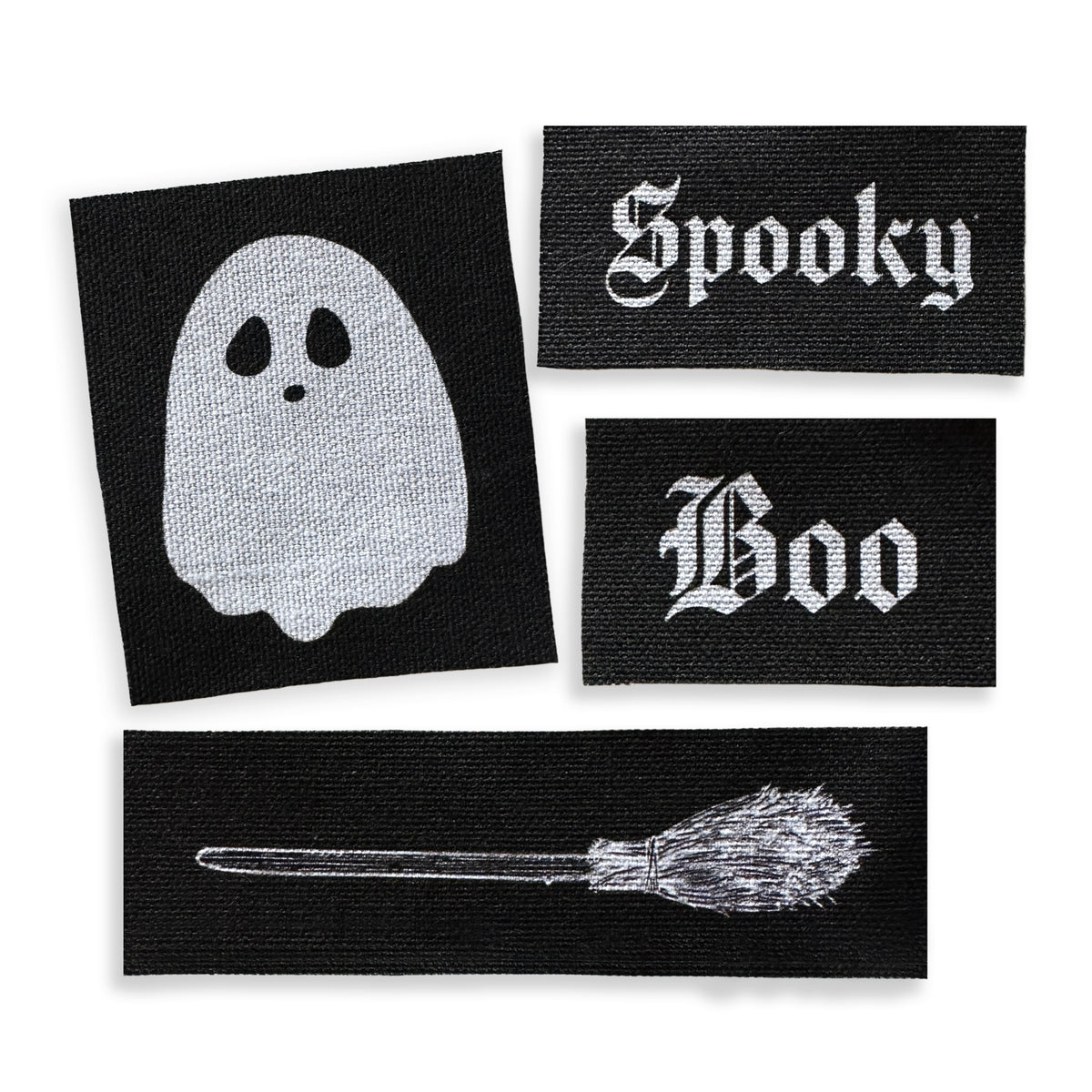 Spooky Ghost &amp; Broom Fabric Patch Set