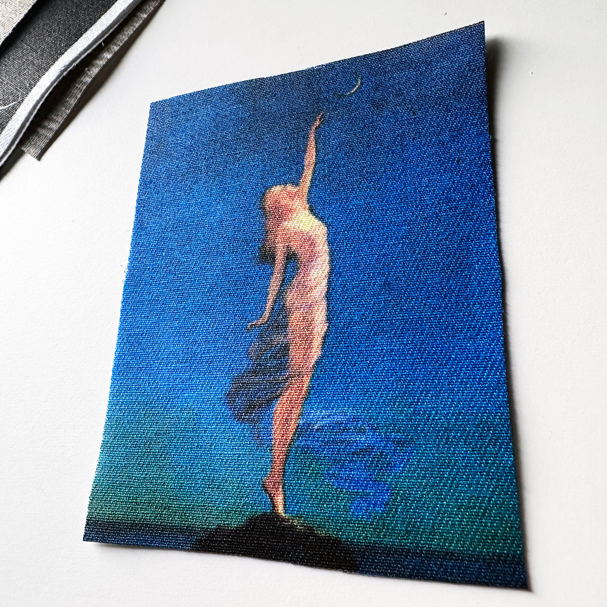 Pin-Up Woman Reaching for the Moon Fabric Patch