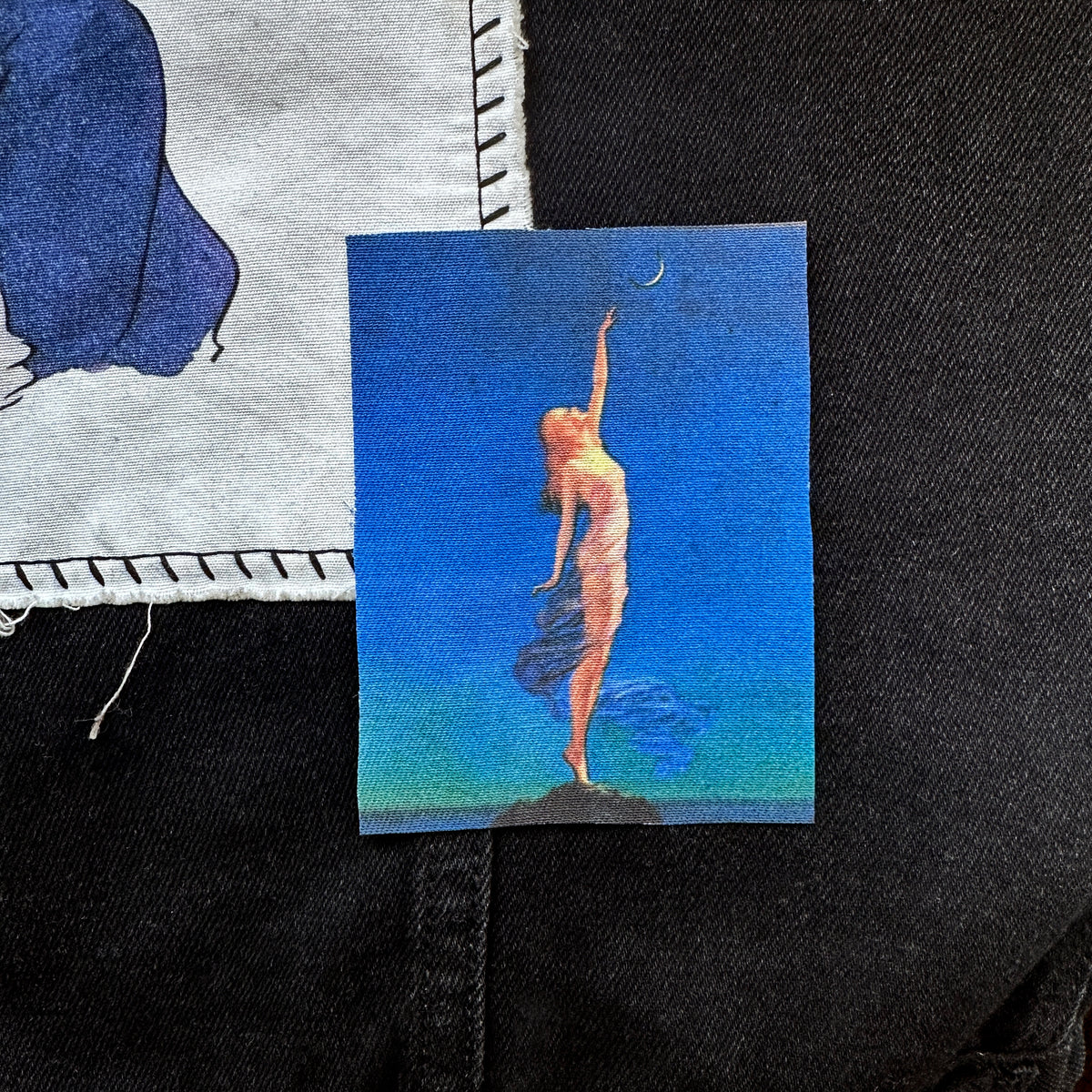Pin-Up Woman Reaching for the Moon Fabric Patch
