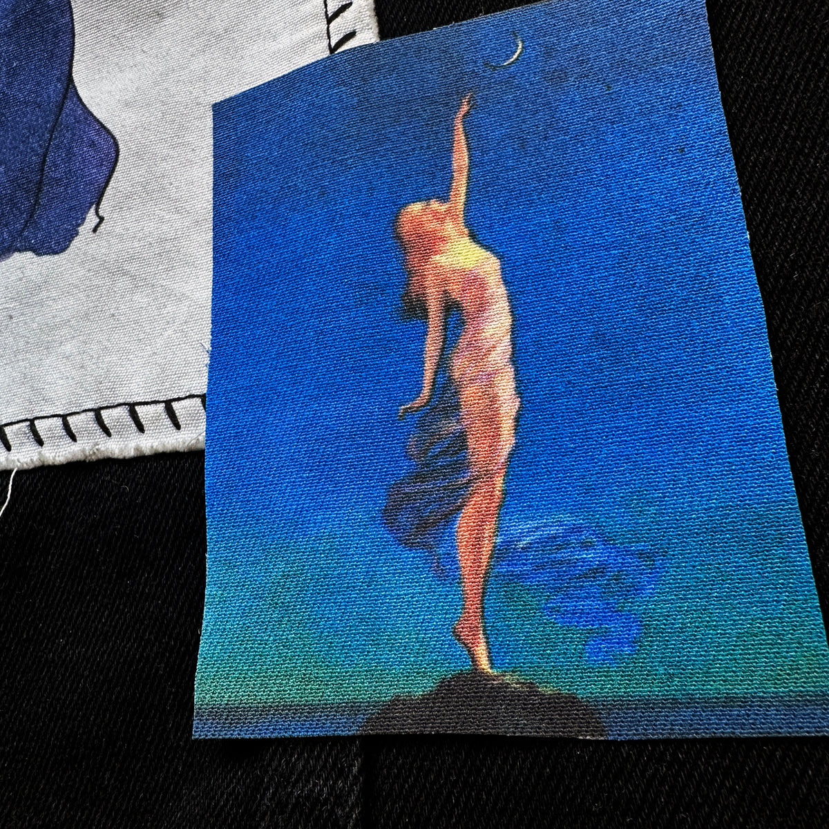 Pin-Up Woman Reaching for the Moon Fabric Patch
