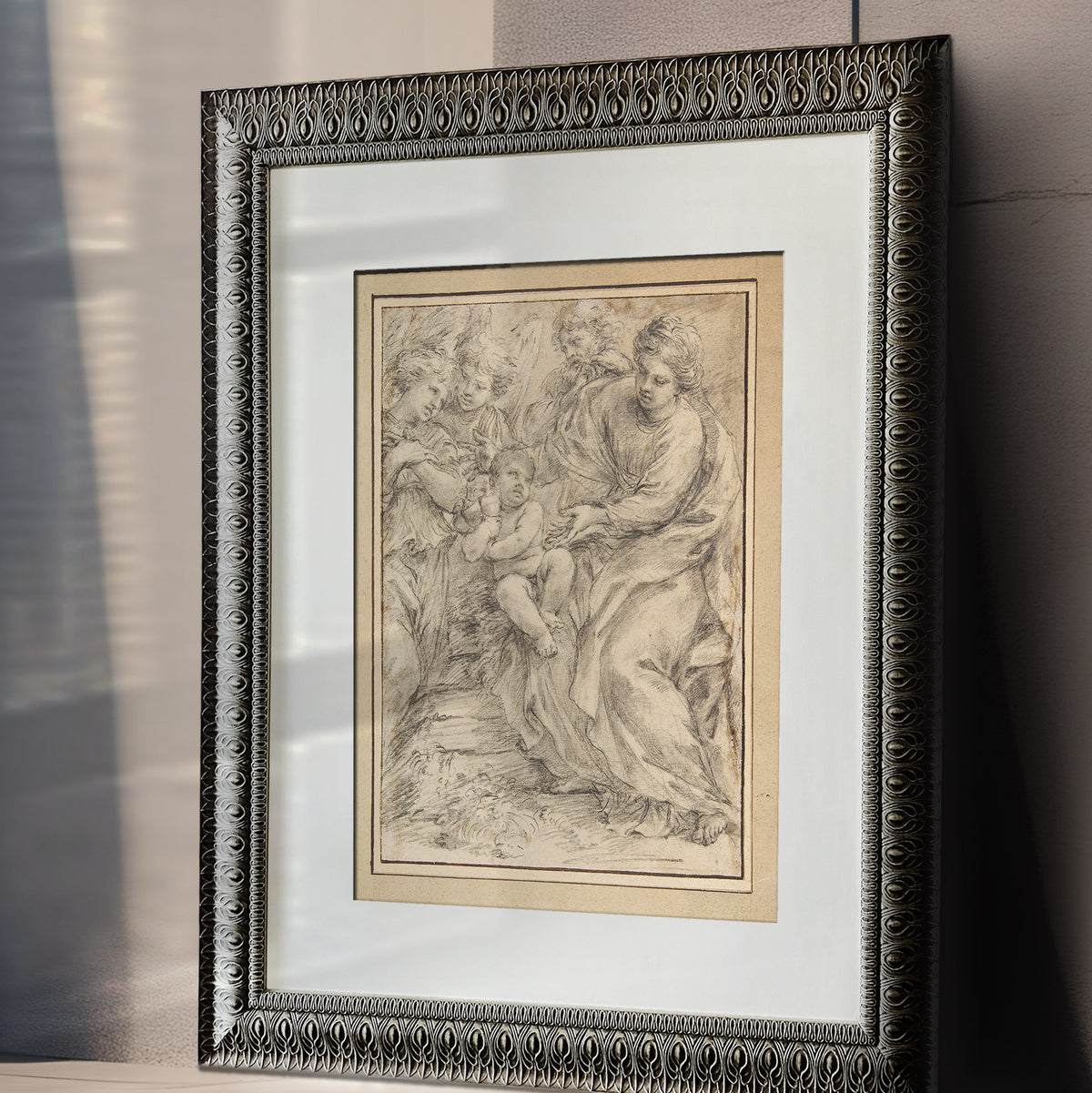 Antique Cream Holy Family Angel Fine Art Print-ESPI LANE