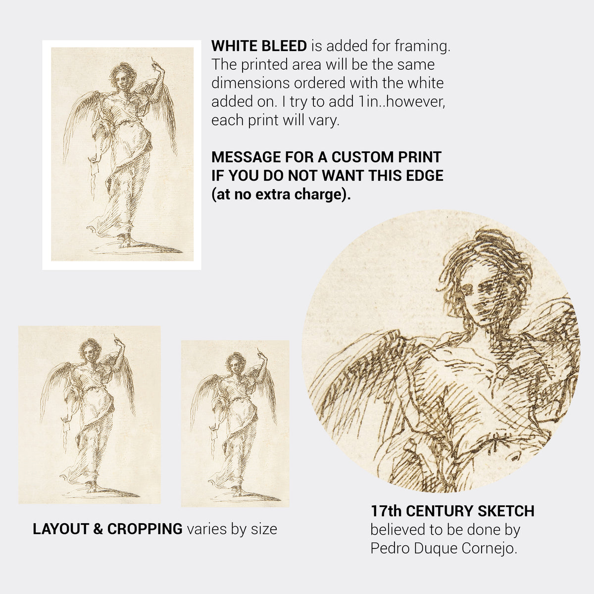 Antique Sketch Angel Fine Art Print-ESPI LANE