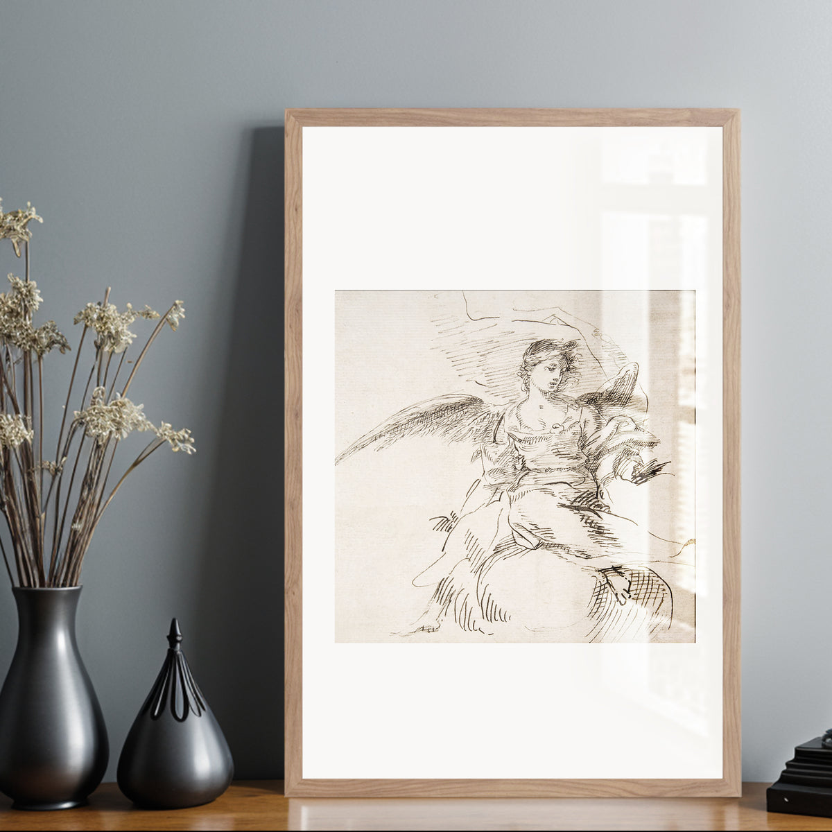 Antique Sketch Angel in the Clouds Fine Art Print-ESPI LANE