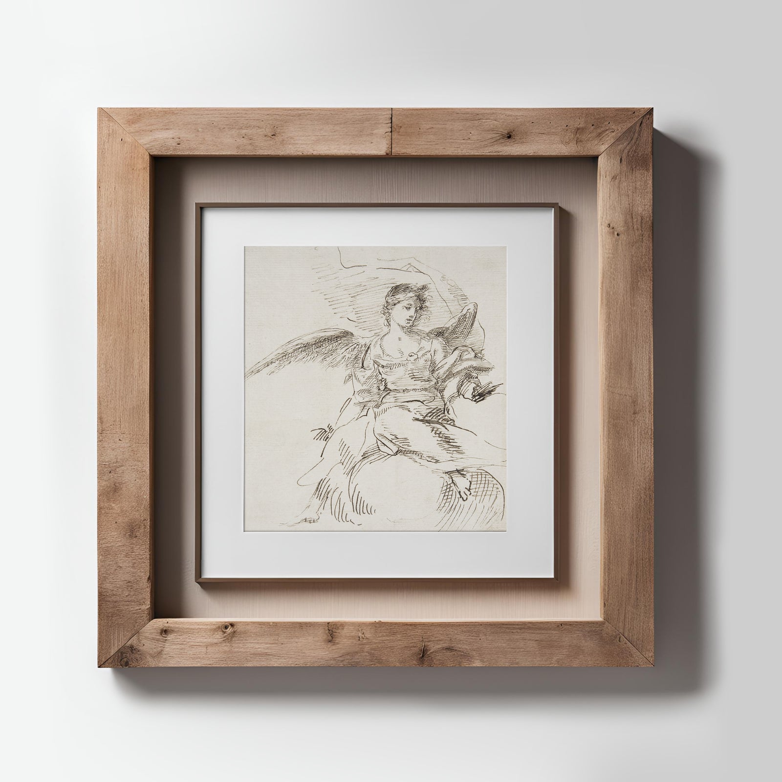 Antique Sketch Angel in the Clouds Fine Art Print-ESPI LANE