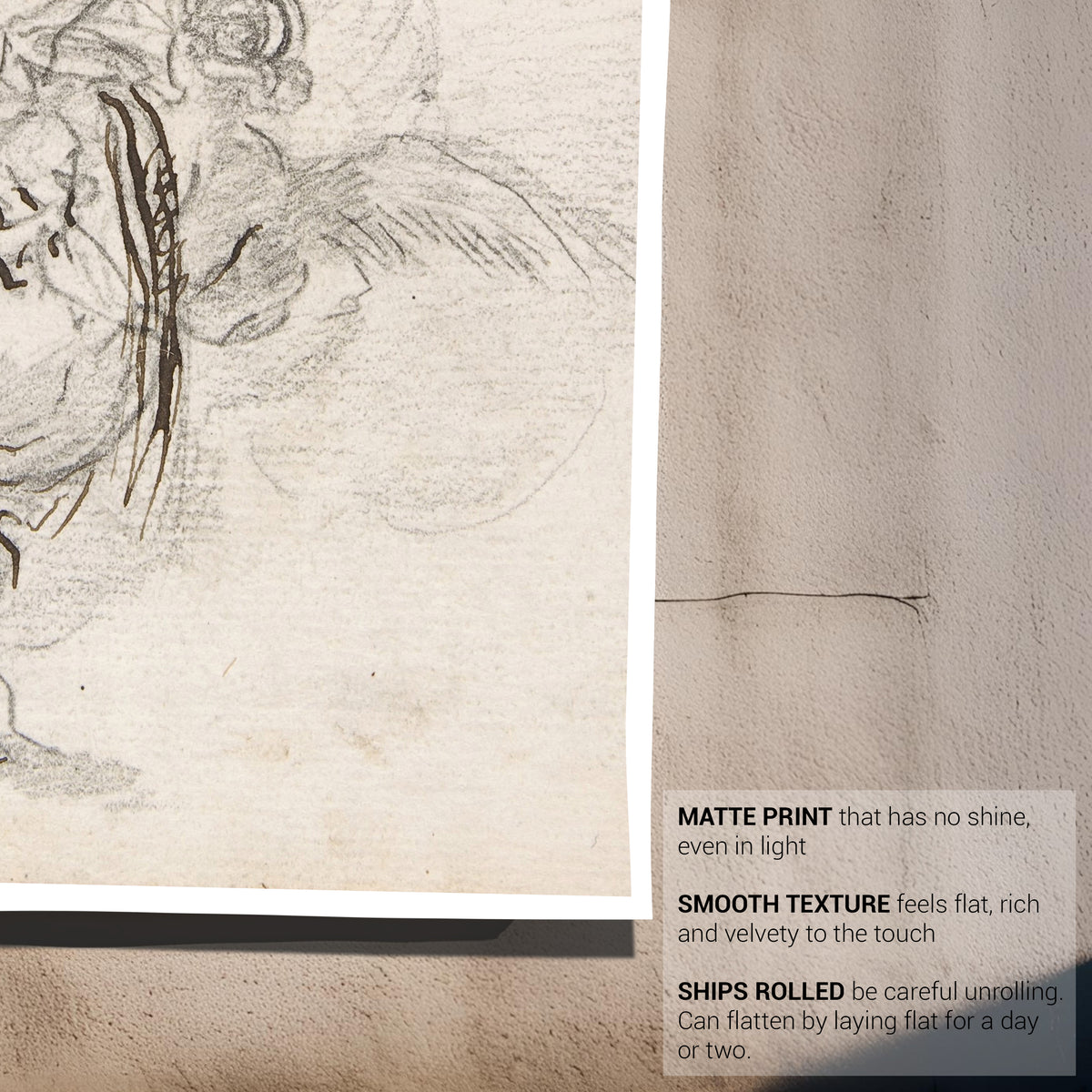 Antique Sketch Immaculate Family Angel Fine Art Print-ESPI LANE