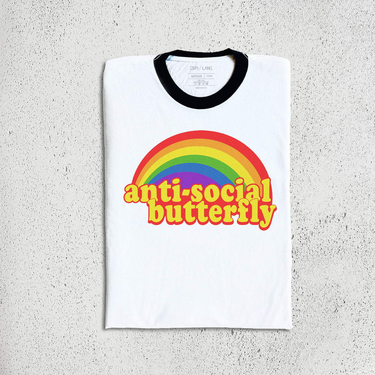 AntiSocial Retro Rainbow Grunge Tee-ESPI LANE