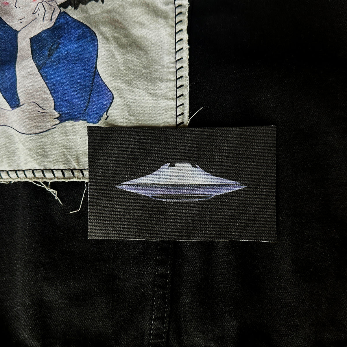 Black UFO Sew on Fabric Patch-ESPI LANE