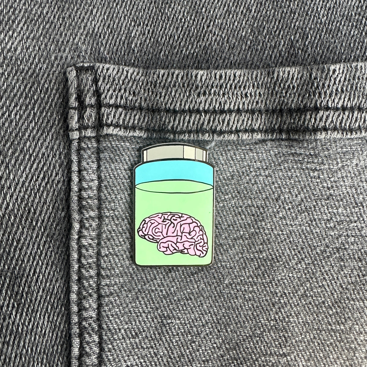 Brain in a Jar Enamel Lapel Pin