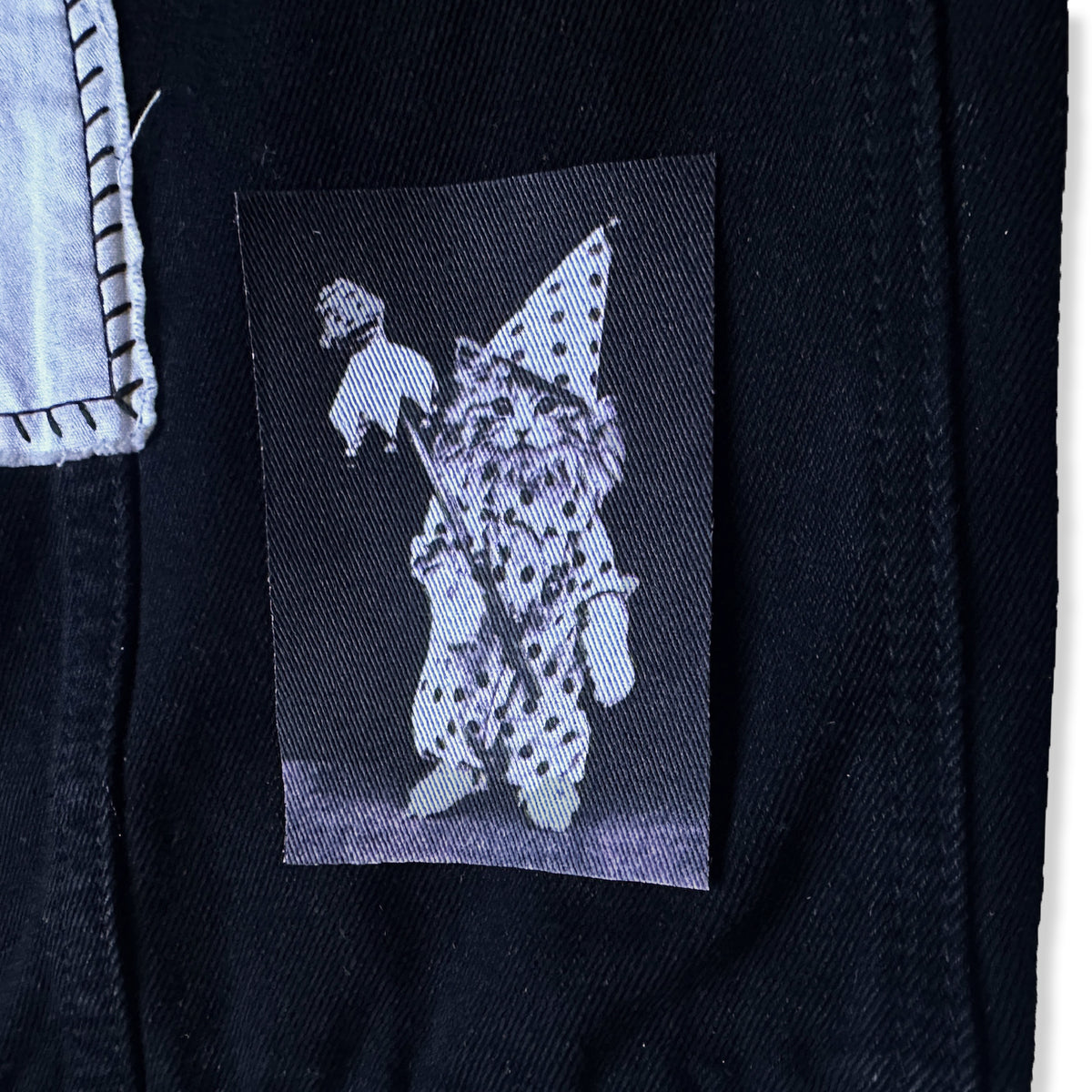 Cat Jester Clown Fabric Sew On Patch-ESPI LANE