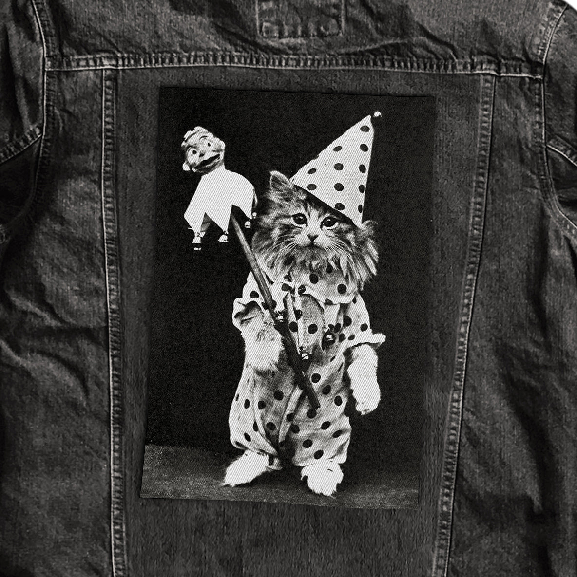 Cat Jester Clown Large Sew-On Jacket Patch-ESPI LANE