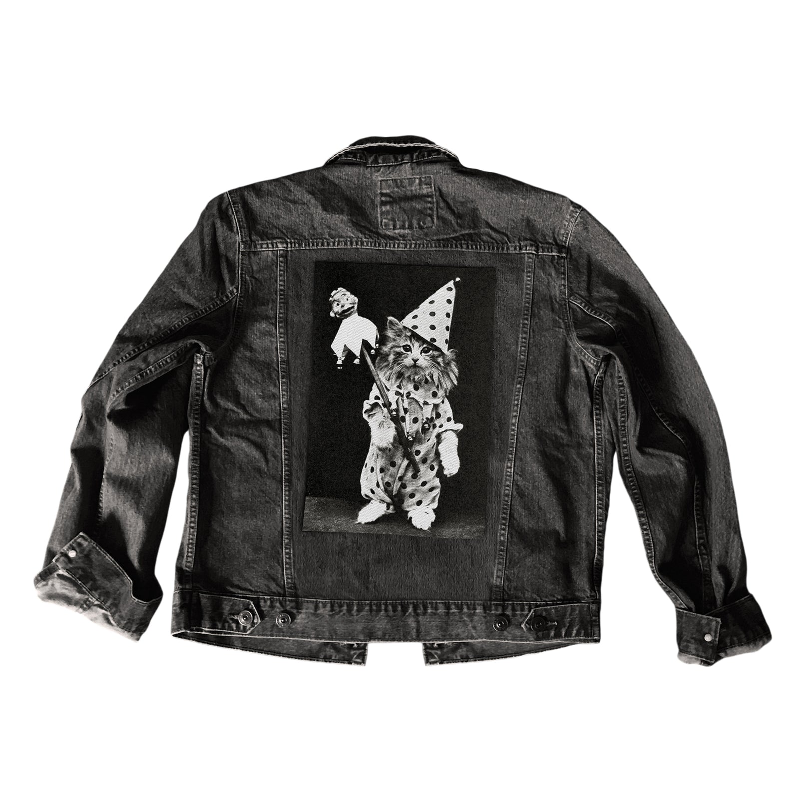 Cat Jester Clown Large Sew-On Jacket Patch-ESPI LANE