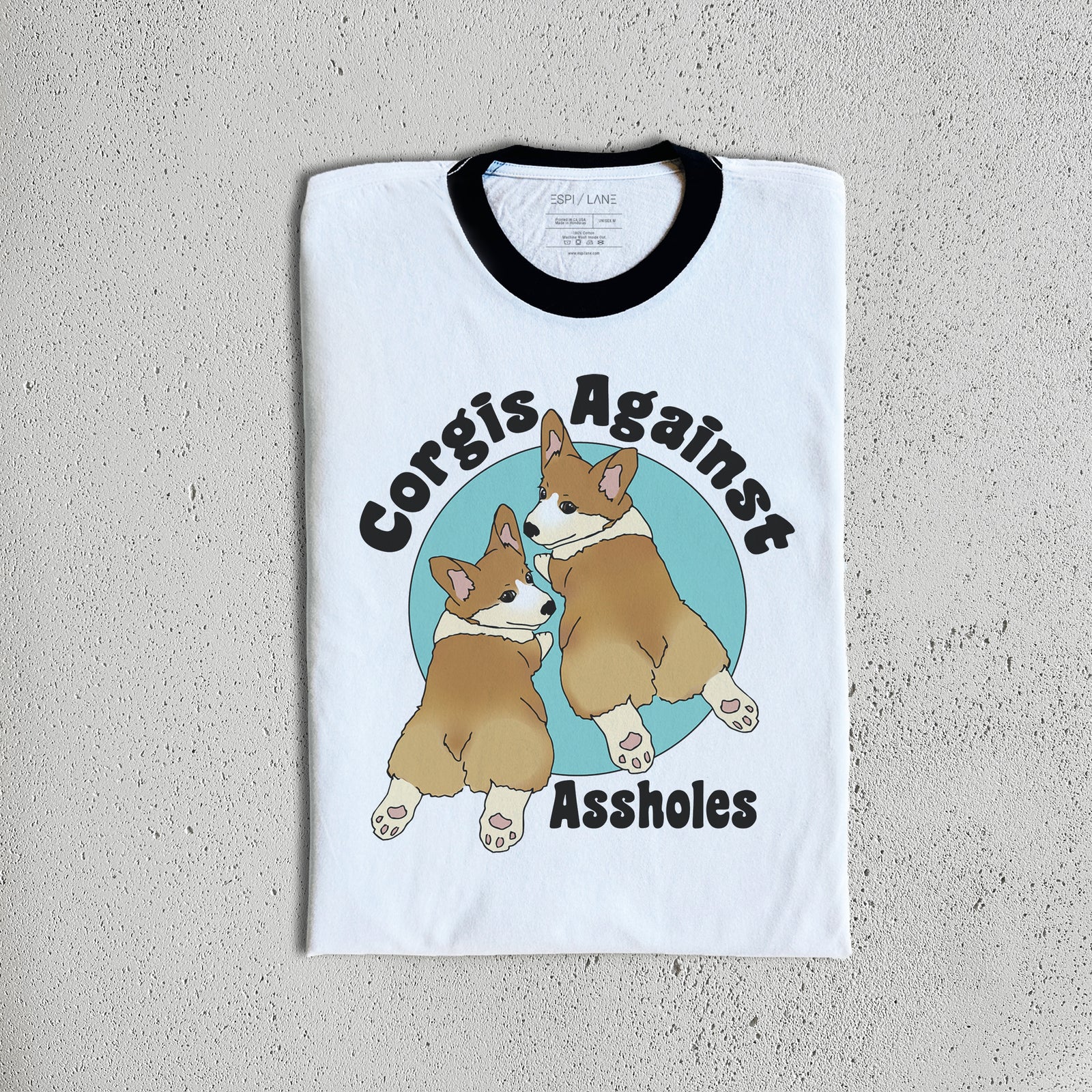 Cute Corgis Against Assholes Graphic T-Shirt-ESPI LANE