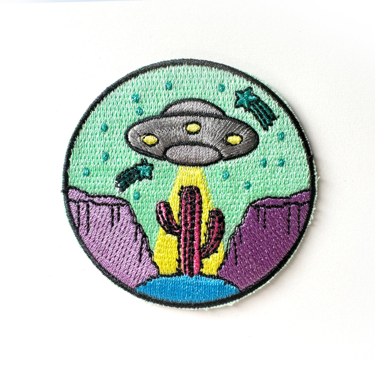 Desert Mountain Cactus UFO Iron On Patch-ESPI LANE