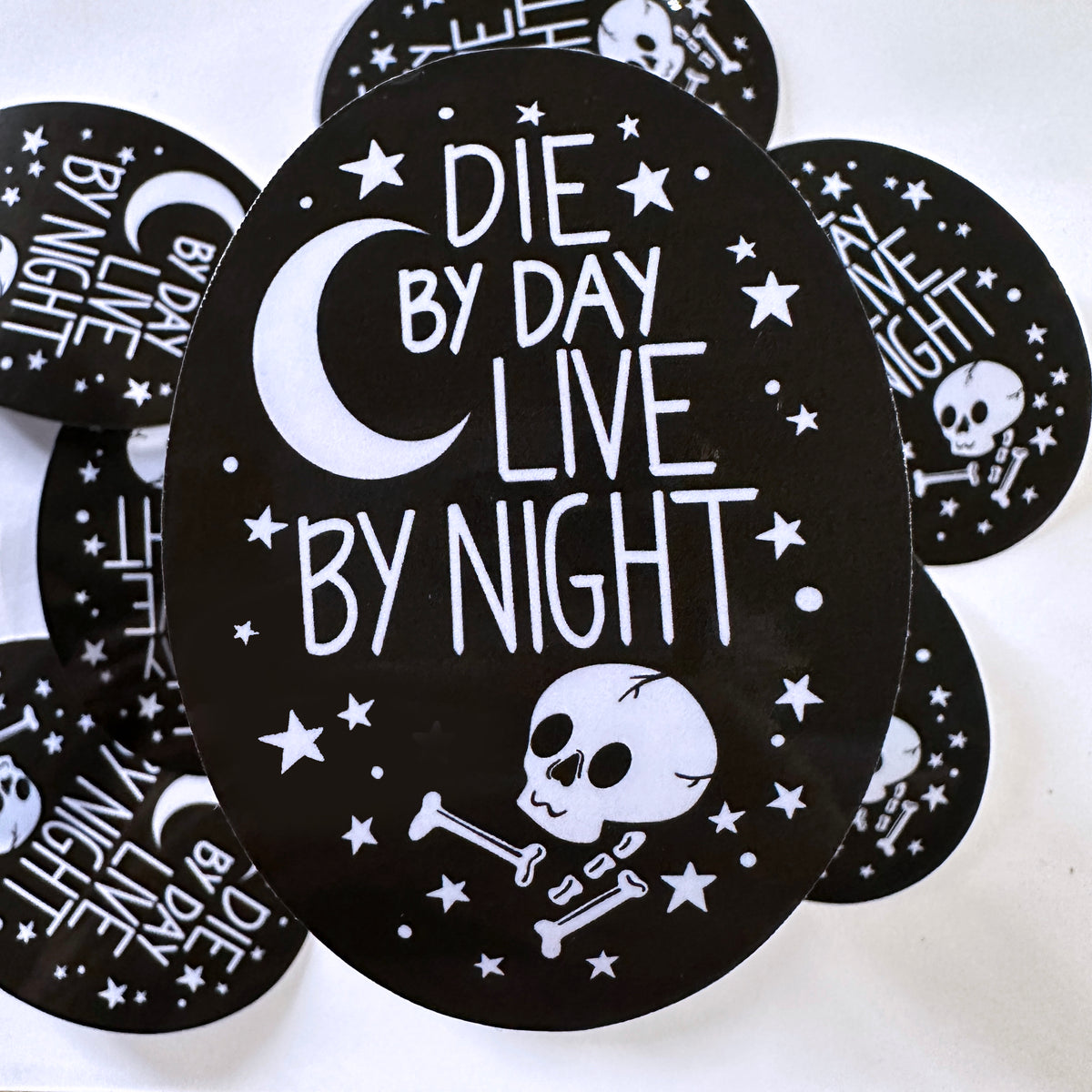 Die By Day Live By Night Skull Sticker-ESPI LANE