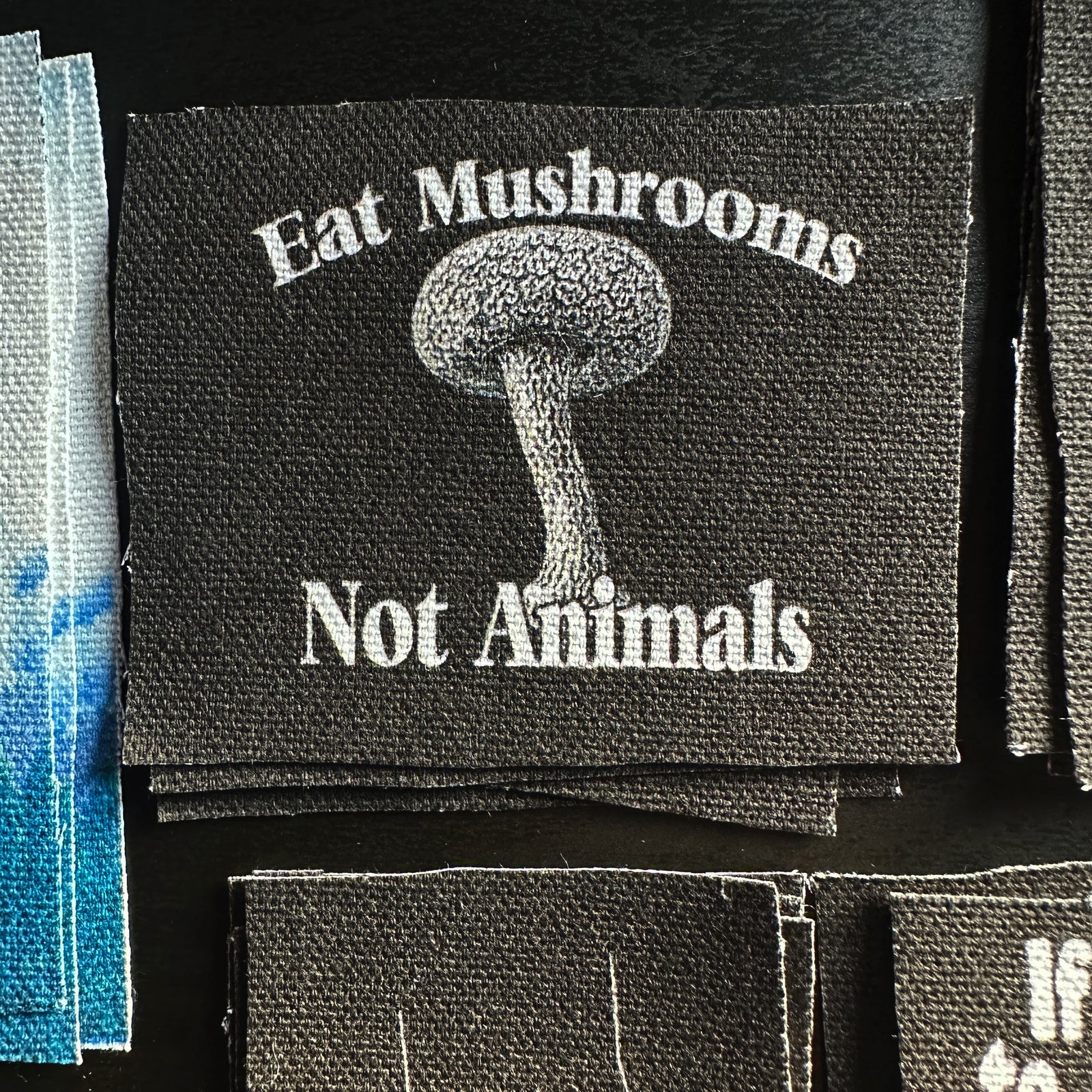 Eat Mushrooms Not Animal Vegan Fabric Patch-ESPI LANE