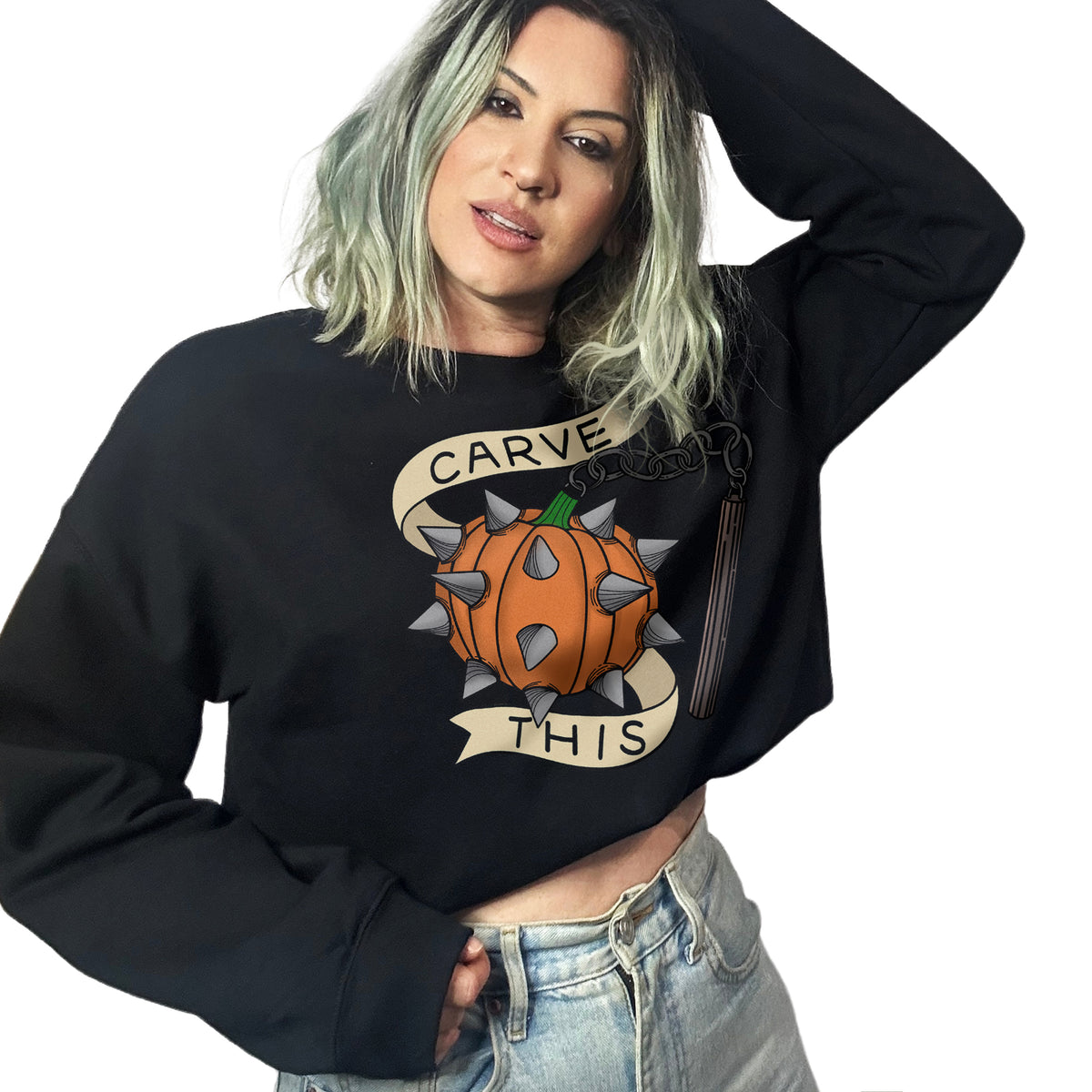 Carve This Pumpkin Flail Graphic Sweatshirt