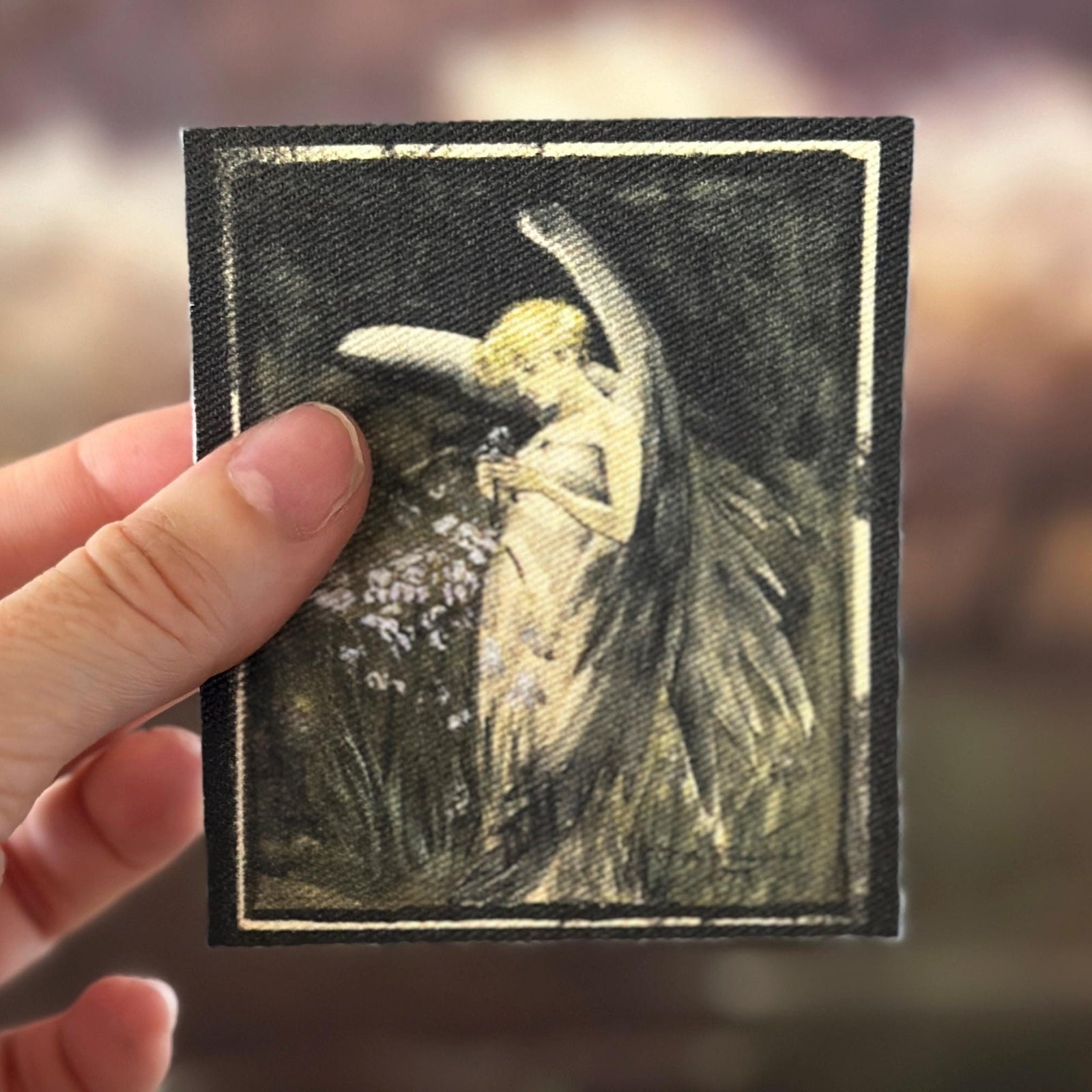 Fairy Angel in Irises Sew-On Cotton Fabric Patch-ESPI LANE