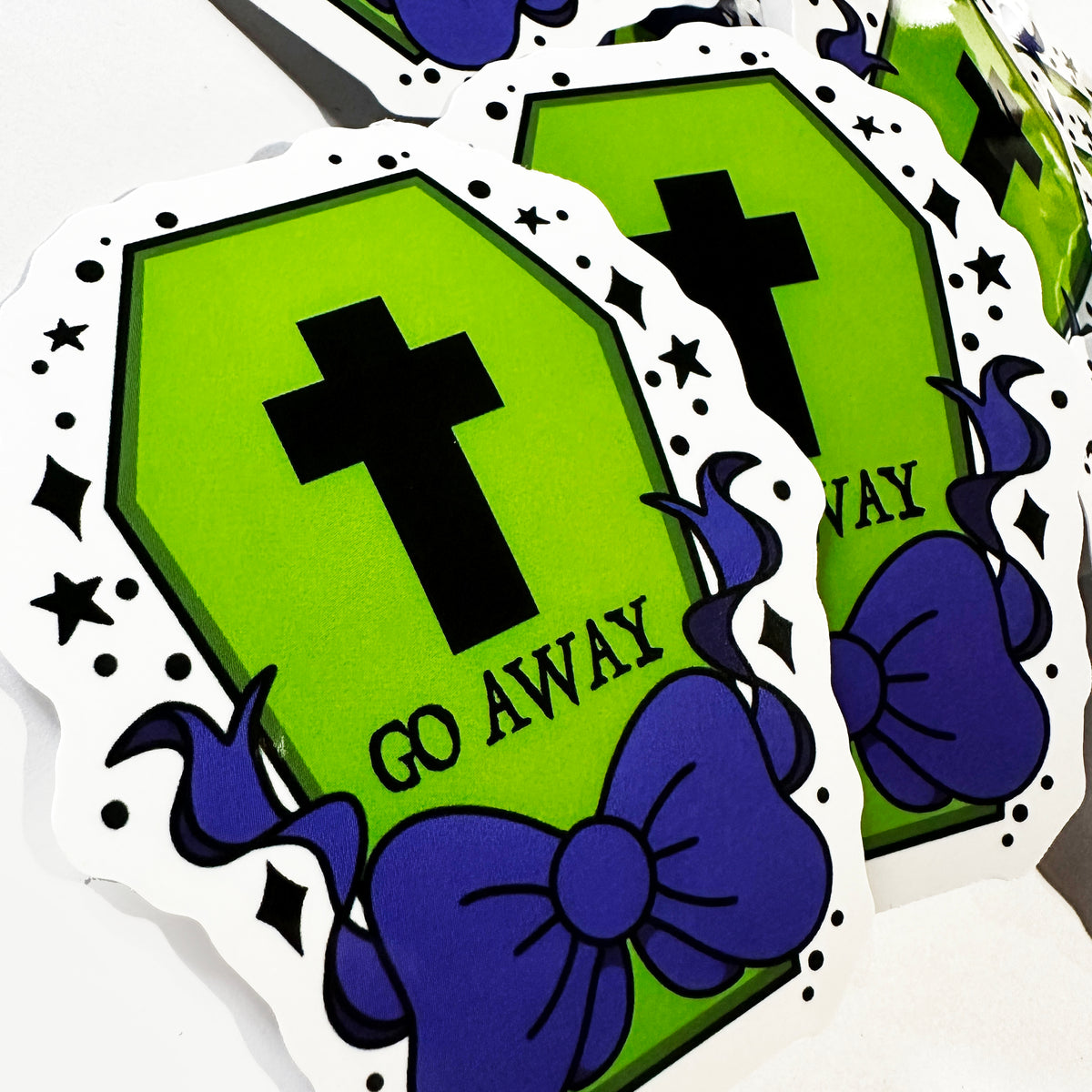 Go Away Coffin Sticker