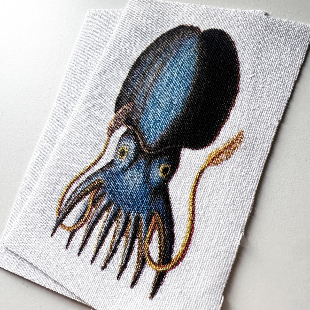 Blue Squid Sew-On Fabric Patch