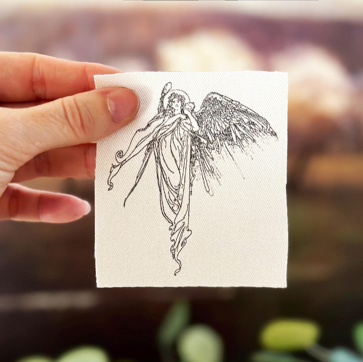 Angel and Child Fabric Sew-On Patch