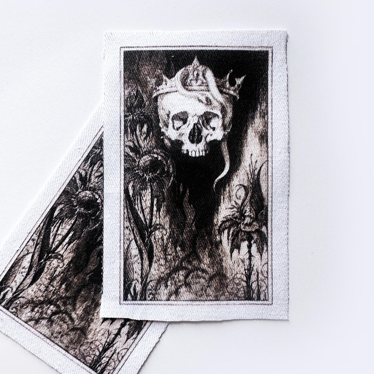 Skull Crowned with Snakes and Flowers Sew on Patch