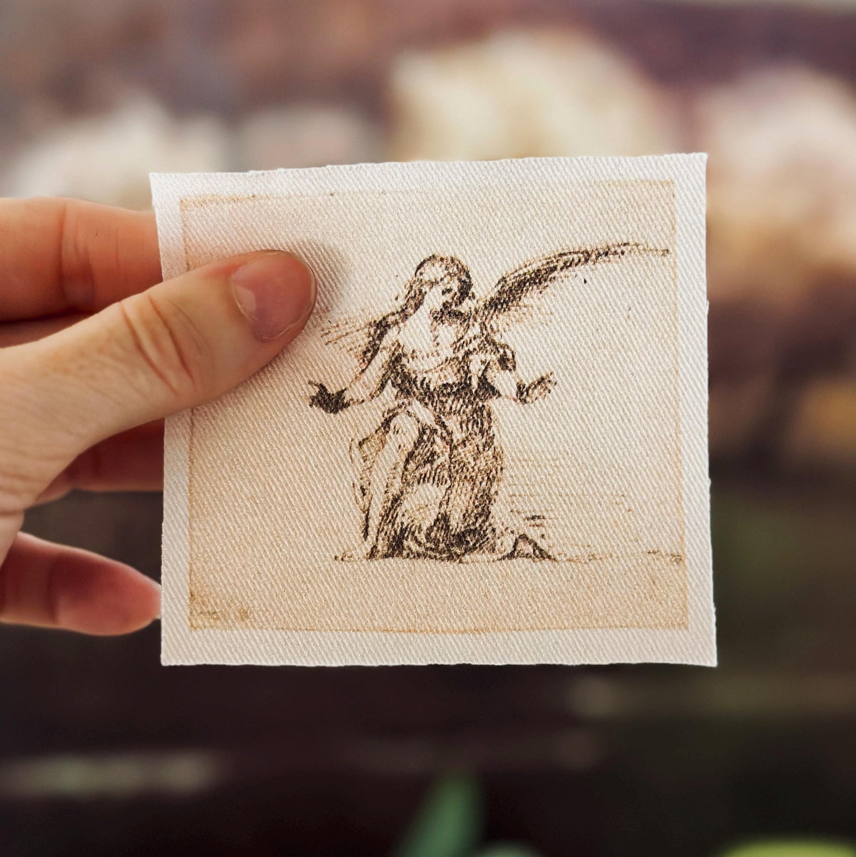 Angel Kneeling Sew-on Fabric Patch