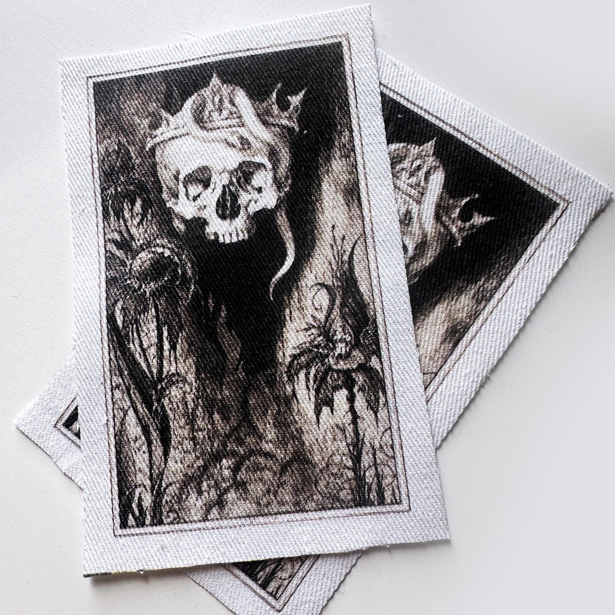 Skull Crowned with Snakes and Flowers Sew on Patch