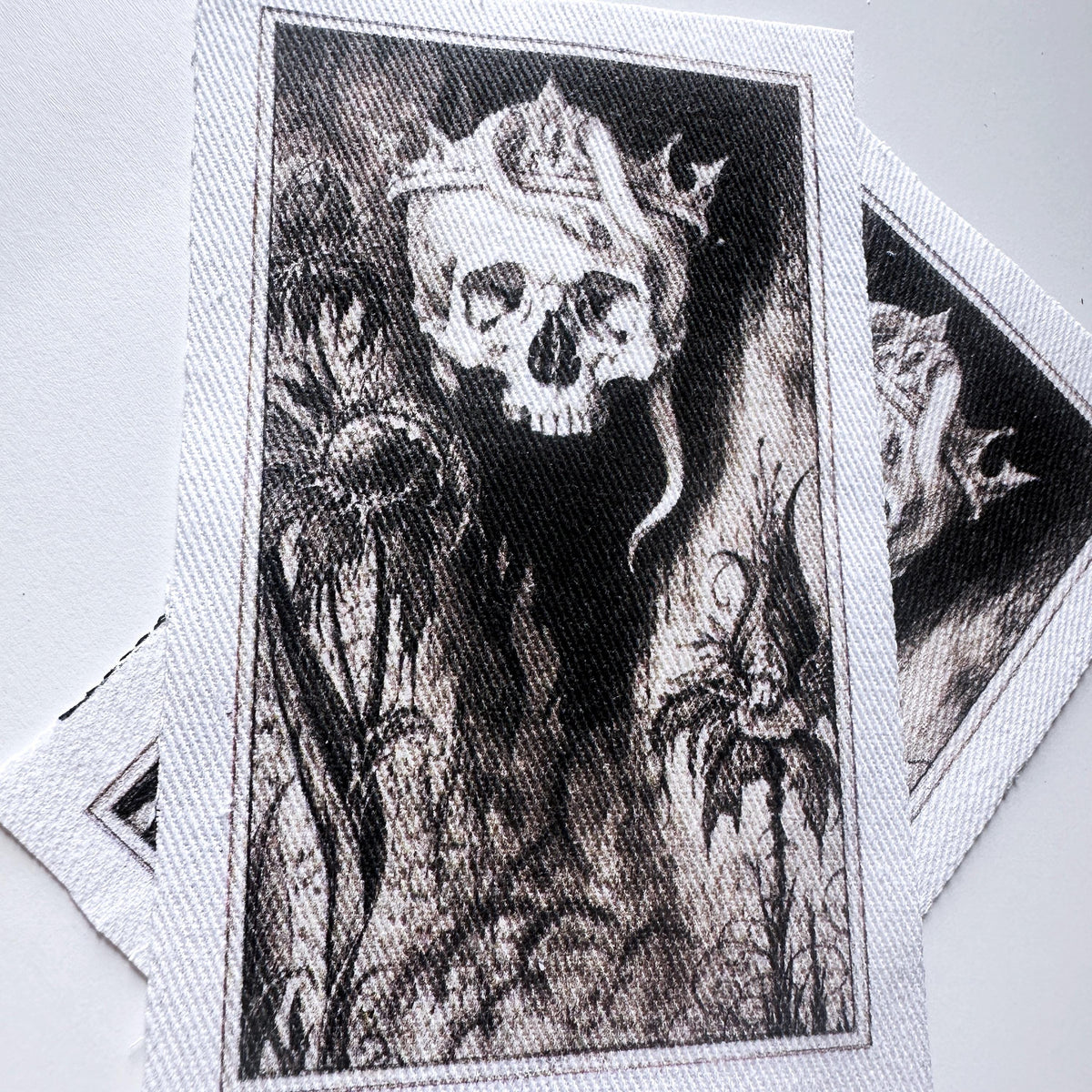 Skull Crowned with Snakes and Flowers Sew on Patch