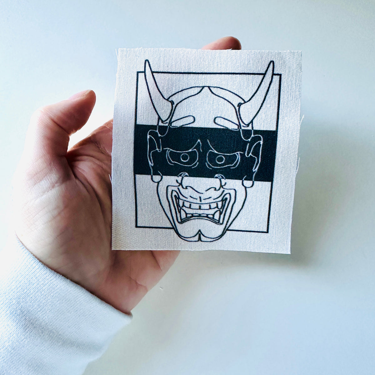 Japanese Noh Mask Sew-On Fabric Patch-ESPI LANE