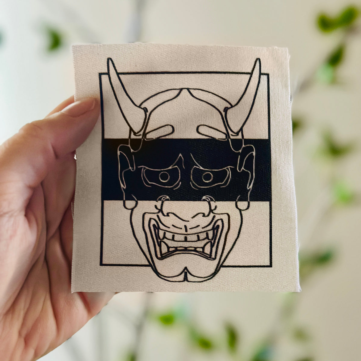 Japanese Noh Mask Sew-On Fabric Patch-ESPI LANE