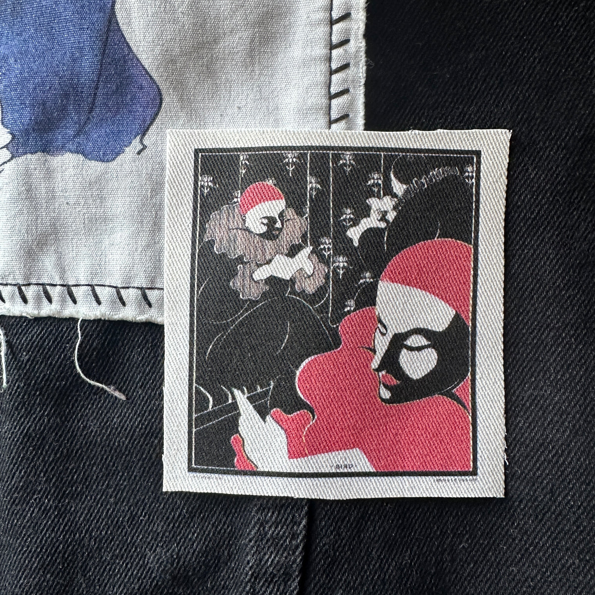 Red Mime Clown Fabric Sew-On Patch-ESPI LANE