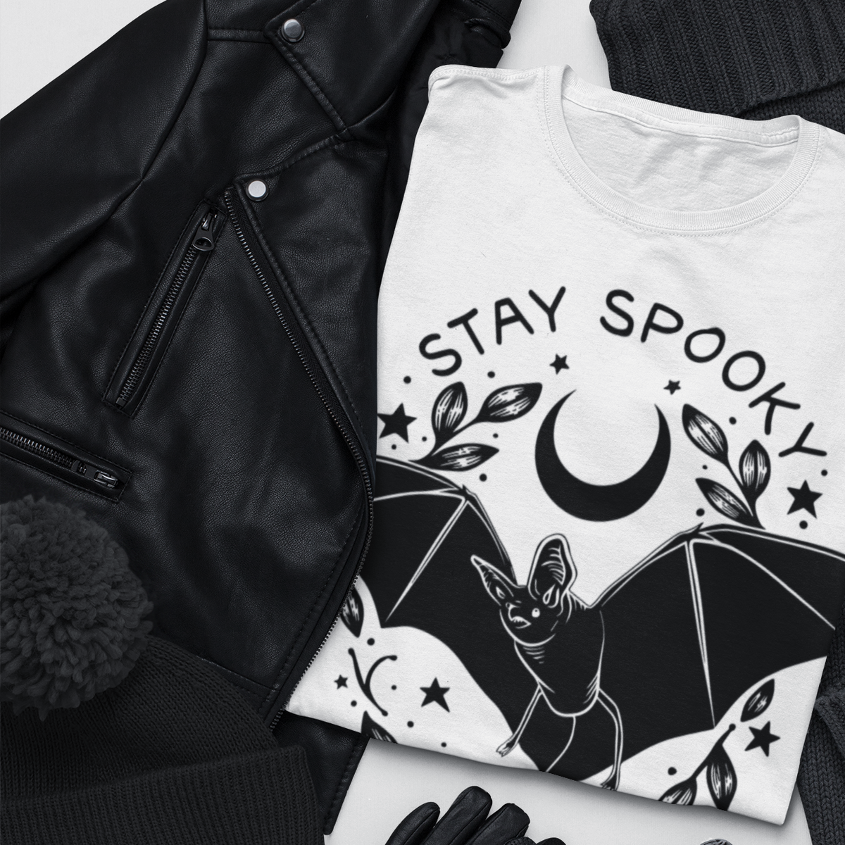 Revamped Bat Stay Spooky Graphic Shirt-ESPI LANE