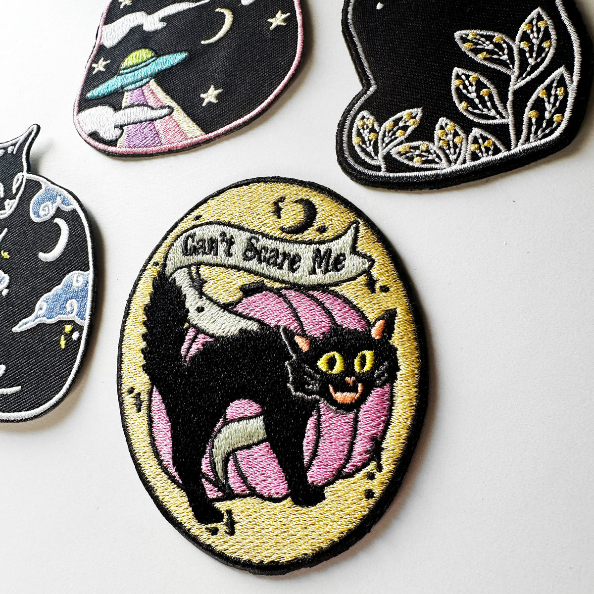 Scared Halloween Black Cat Iron On Patch-ESPI LANE