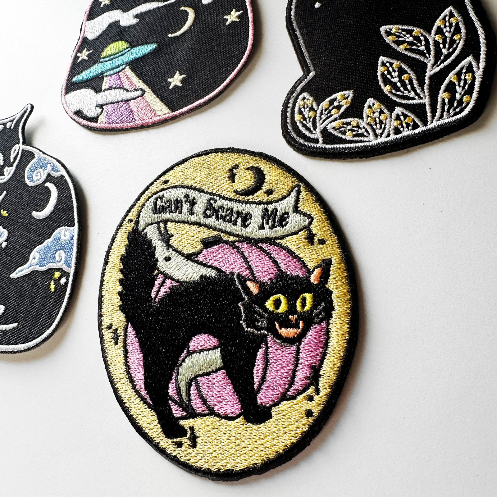 Scared Halloween Black Cat Iron On Patch-ESPI LANE