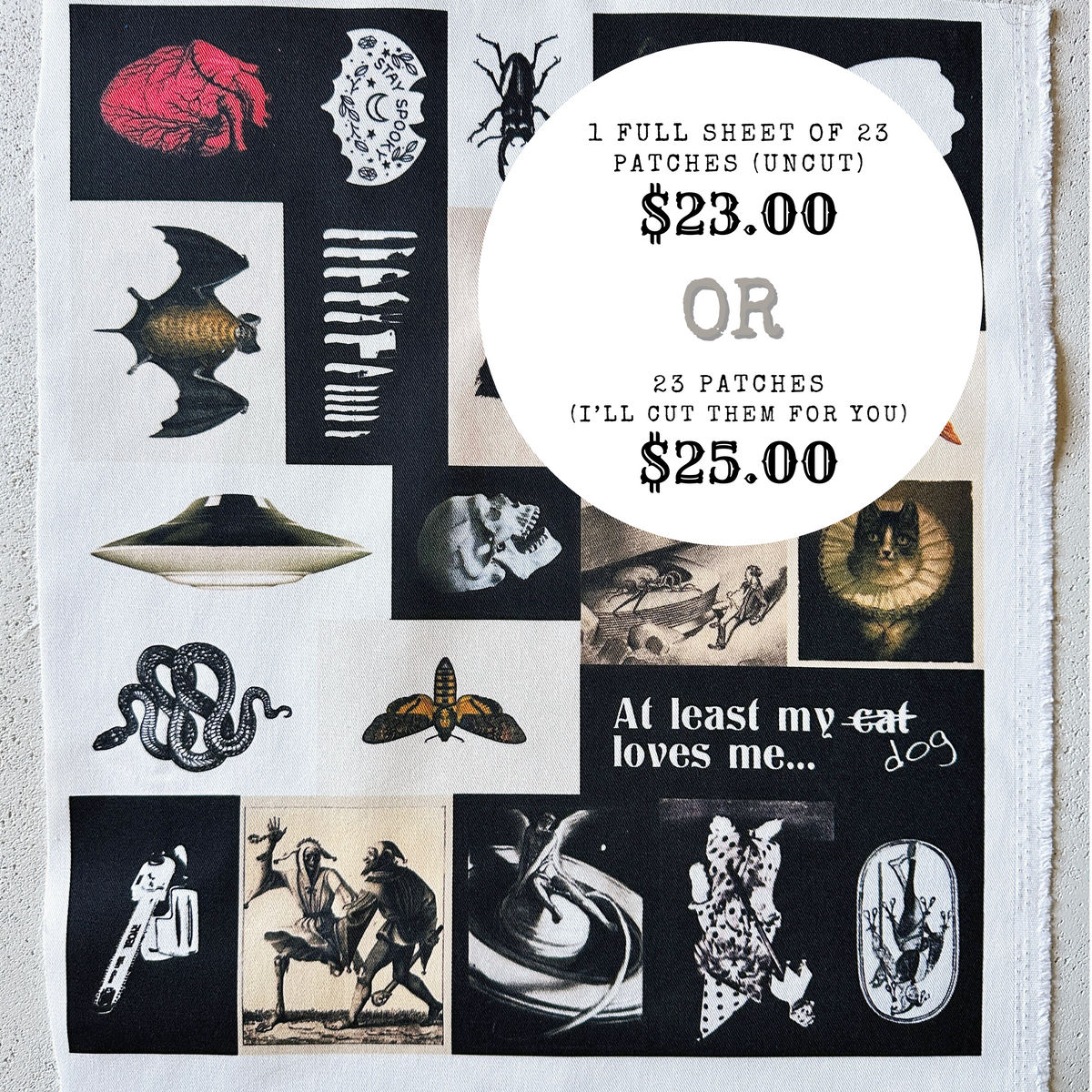 Sew On Fabric Patches. 1 Full Sheet of 23-ESPI LANE