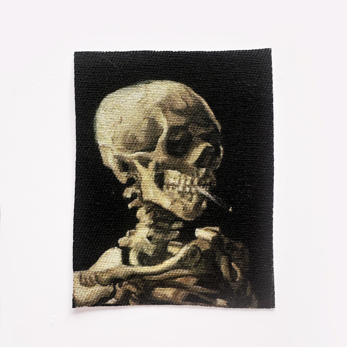 Skeleton Smoking Skull Handmade Large Sew on Fabric Patch-ESPI LANE