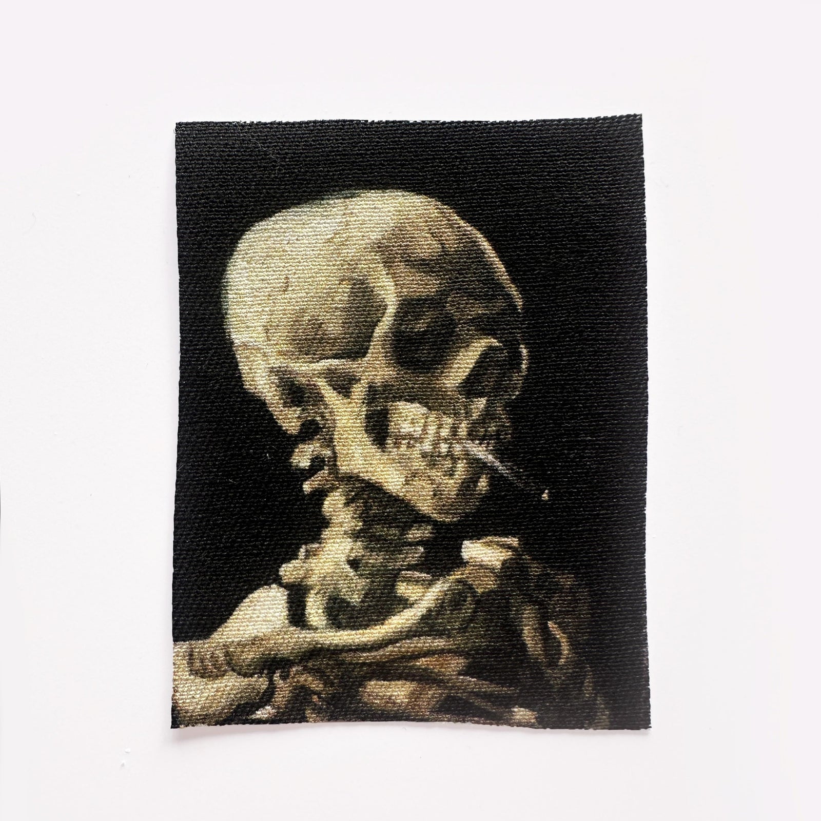 Skeleton Smoking Skull Handmade Large Sew on Fabric Patch-ESPI LANE