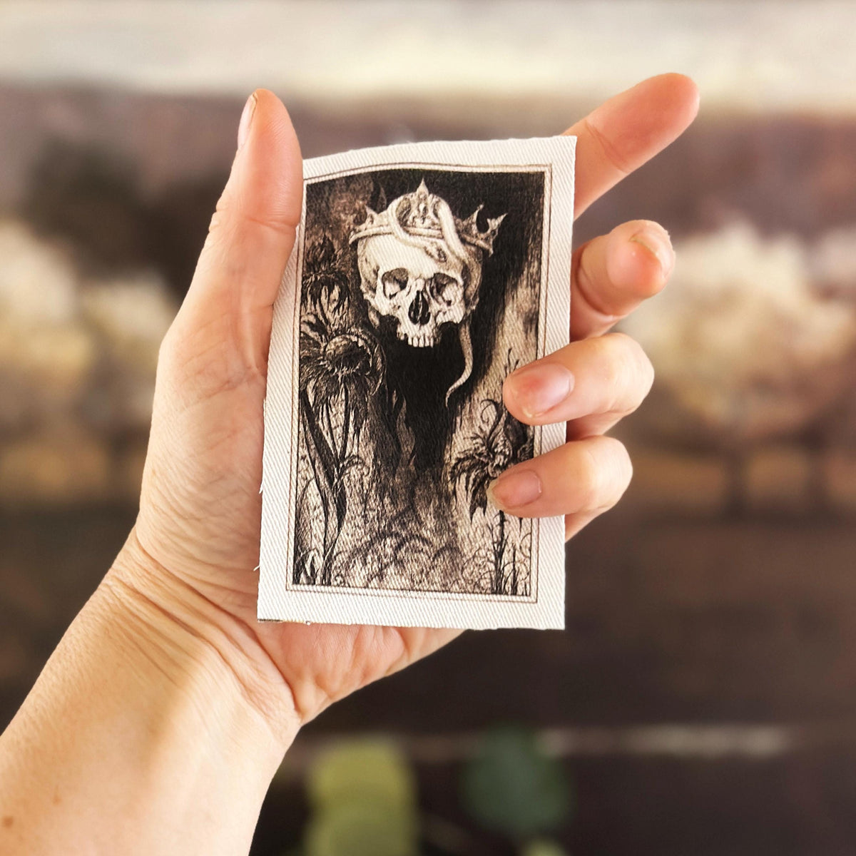 Skull Crowned with Snakes and Flowers Sew on Patch-ESPI LANE