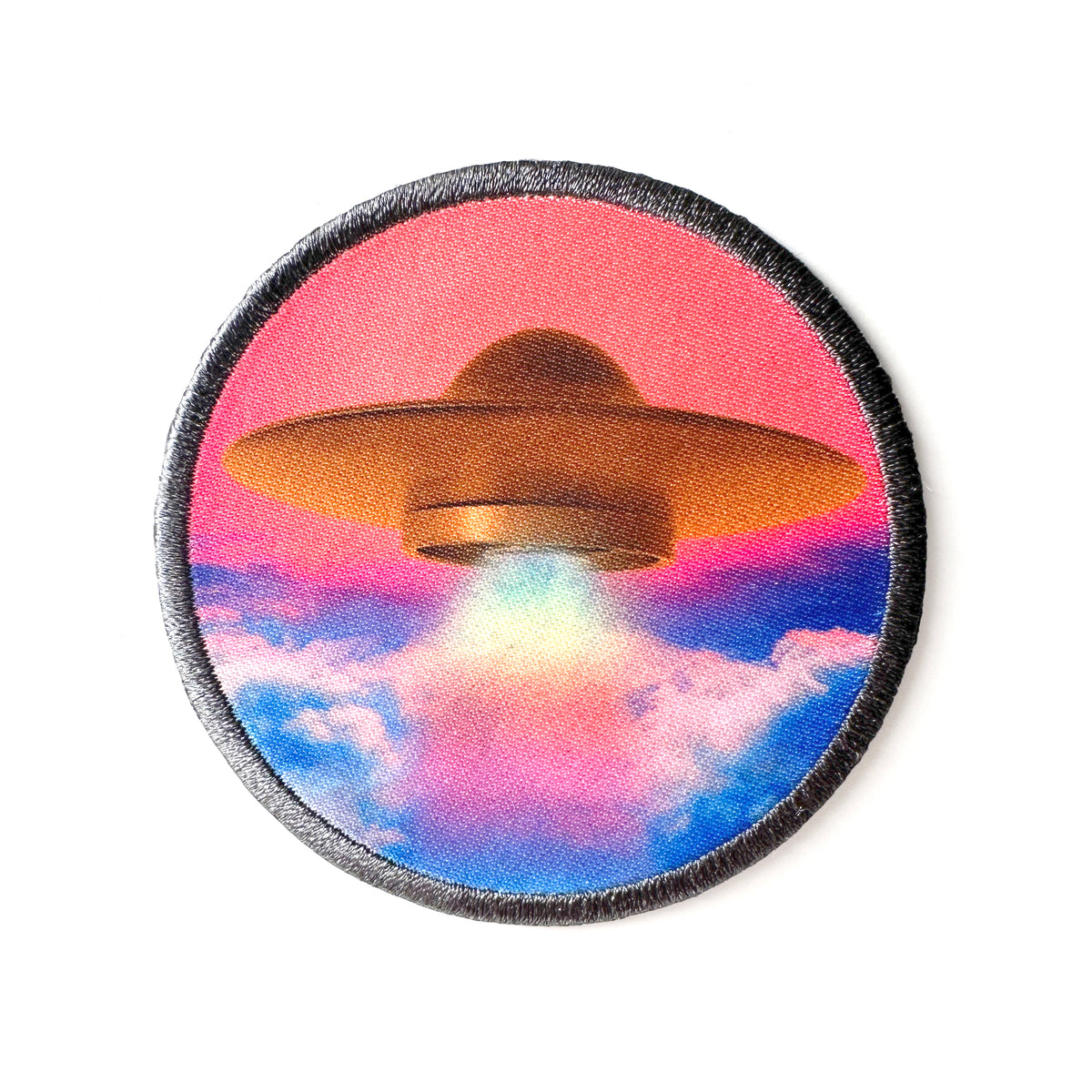 Gold UFO Iron On Retro Vintage Printed Patch