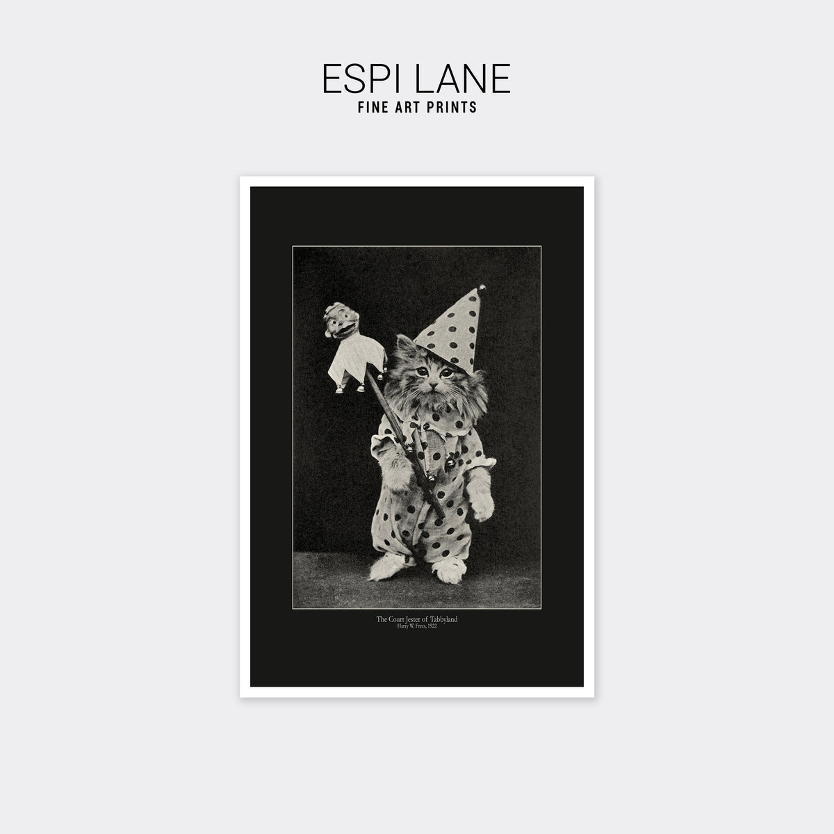 Vintage Jester Clown Tabby Cat Fine Art Print-ESPI LANE