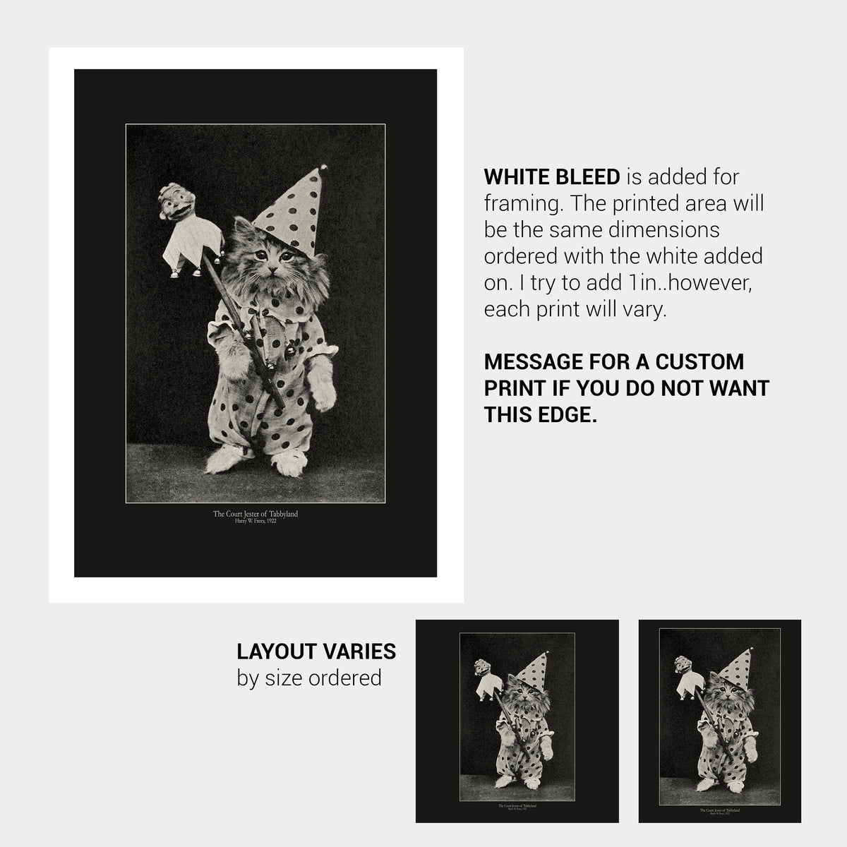 Vintage Jester Clown Tabby Cat Fine Art Print-ESPI LANE