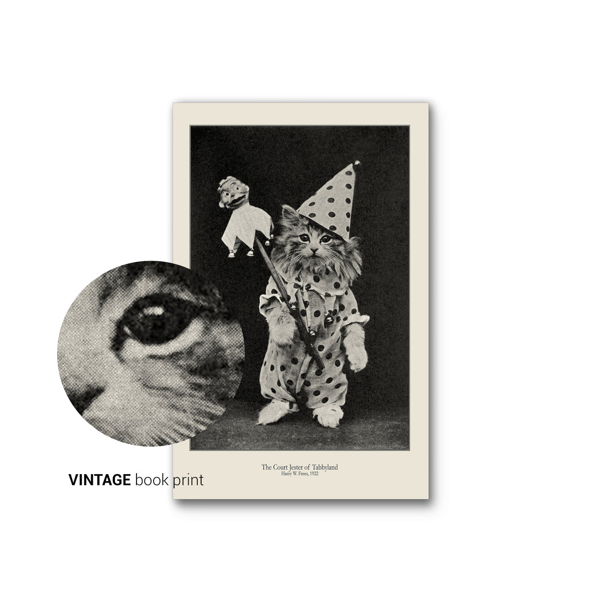 Vintage Jester Clown Tabby Cat Fine Art Print-ESPI LANE