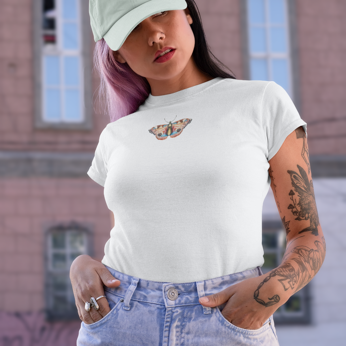 Vintage-Style Butterfly Graphic Tee-ESPI LANE