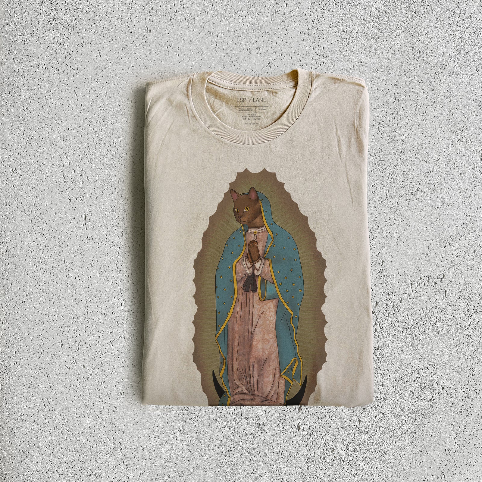 Virgin Mary Cat Graphic Shirt-ESPI LANE