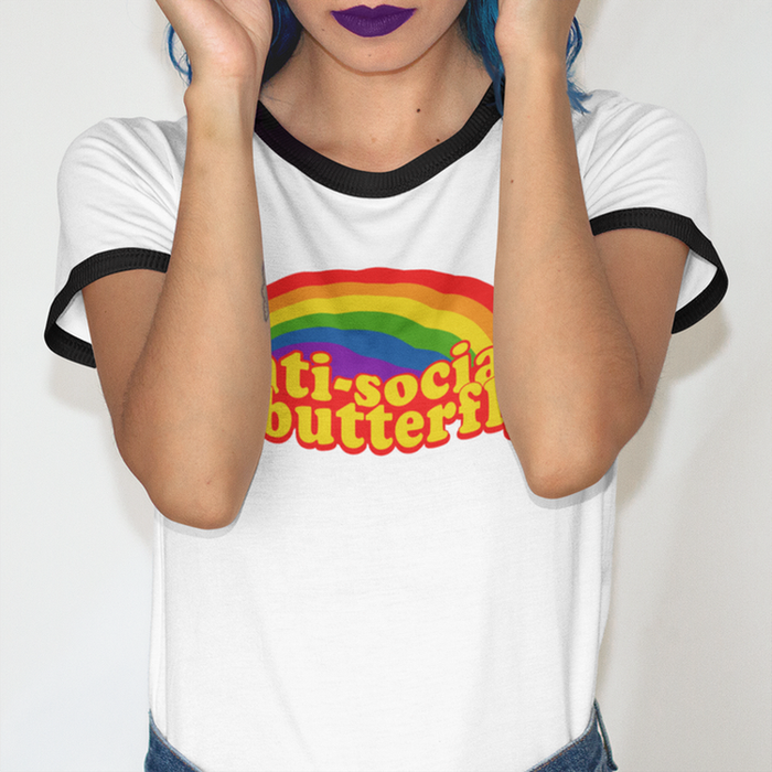 AntiSocial Retro Rainbow Grunge Tee-Graphic Shirt-ESPI LANE