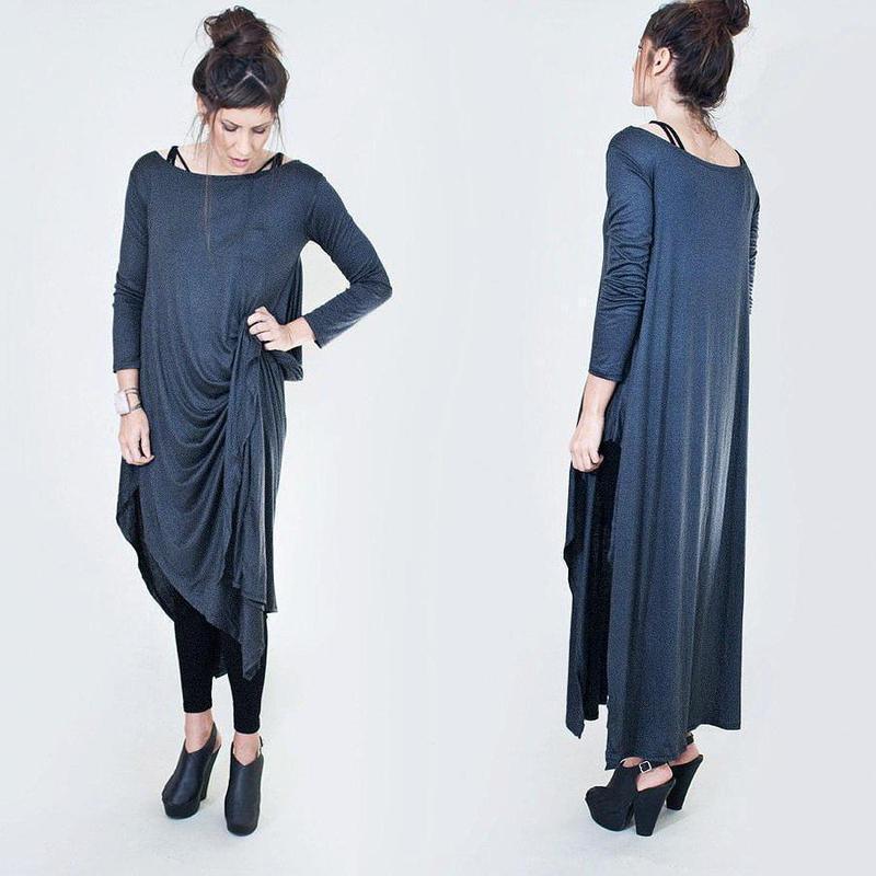 Asymmetric Oversized Hem Dress-Dress-ESPI LANE